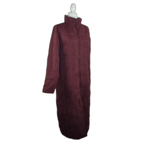 L.L. Bean Women's Microsuede Quilted Down Long Coat Goose Down Ultra Warm Large - Picture 6 of 8